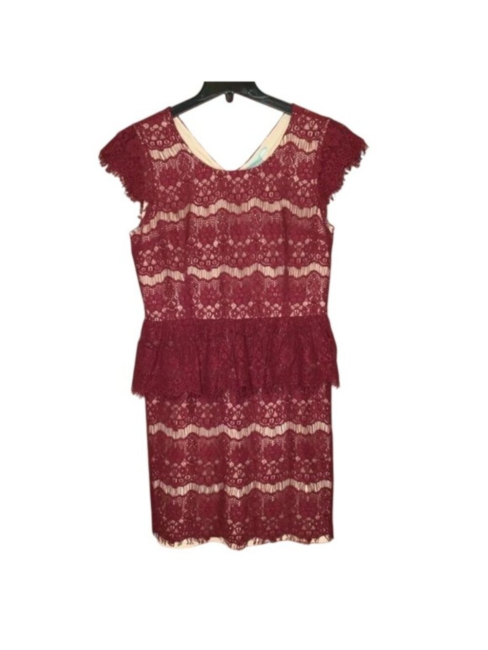 Anthro Maeve Lace Dress Lined Ruffle Peplum Size L Dark Fairycore Coquette